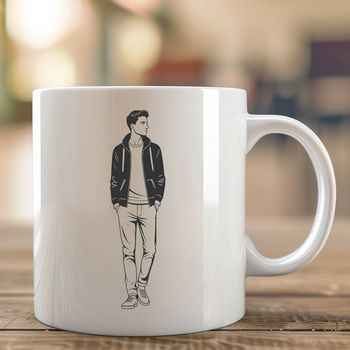 A graphic representation of a man in SVG design style.
