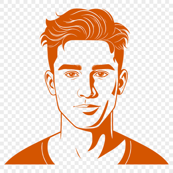 An SVG vector graphic of a man's silhouette with clean lines and minimal details.
