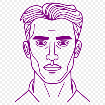 A minimalist illustration of a man in a neutral pose.