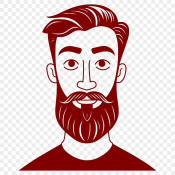 A male figure with a beard in vector format.