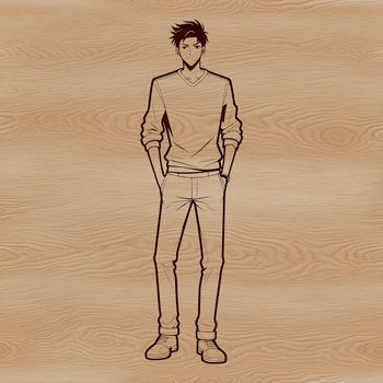 An illustration of a male figure for graphic design purposes.