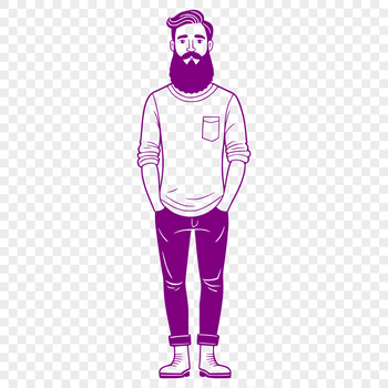 A detailed illustration of a bearded male figure in a minimalist style.
