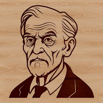 A stylized illustration of a man in various poses and positions.