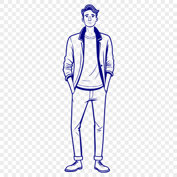 A high-quality digital illustration of a male figure in various poses and styles, suitable for vector art projects.