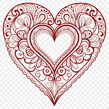 A colorful mandala design featuring a heart shape, created using vector art.