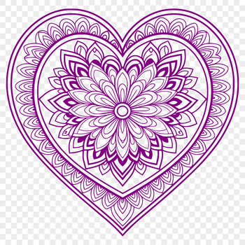 A colorful mandala design featuring a heart at its center, suitable for digital editing and cutting machine projects.