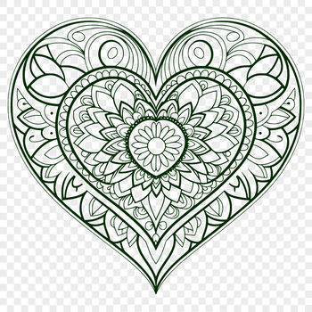 A geometric heart shape made up of intricate patterns and designs, created as a vector graphic using SVG technology.