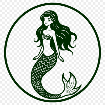 A detailed illustration of a mermaid, a mythical sea creature with a fish tail.