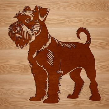 Illustrative vector graphic of a standing miniature schnauzer dog breed.