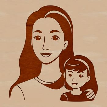 Illustrated portrait of a woman with a gentle expression.