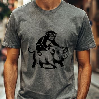 Monkey pig SVG illustration with bold lines and colors, suitable for cutting machine designs.
