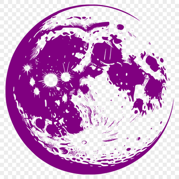 A 2D illustration of the full moon in the night sky.