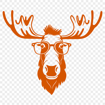A majestic wild animal wearing glasses in an illustration style.