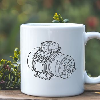 Illustration of a modern electric motor with moving parts, suitable for vector graphics and digital cutting projects.