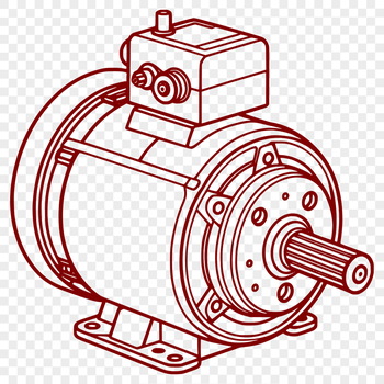 A detailed illustration of a motor, designed as vector art for digital use.