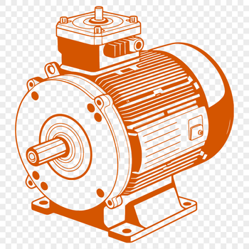 A detailed illustration of a motor mechanism, suitable for vector design and cutting machine applications.