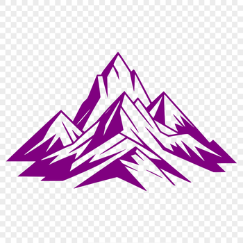 A digital representation of a mountain landscape with bold peaks and rolling slopes.