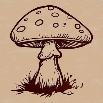 A detailed vector depiction of a mushroom suitable for digital art, cutting machines, and laser engraving applications.