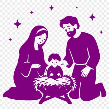 A classic Nativity scene featuring Mary, Joseph, and the baby Jesus in a traditional Christmas setting.