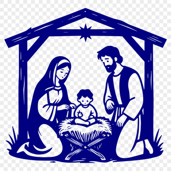 Illustrative Nativity scene in a traditional style with SVG format, ideal for commercial or personal use.
