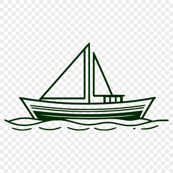 A detailed vector illustration of a boat, suitable for use in digital designs.