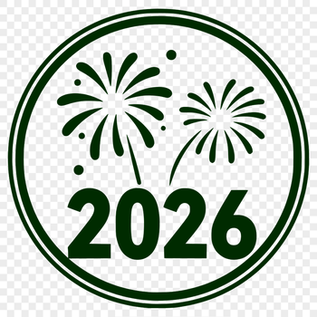 A minimalist SVG graphic featuring a stylized representation of the year 2026.
