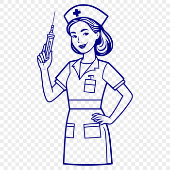 Illustration of a nurse figure in a medical setting.