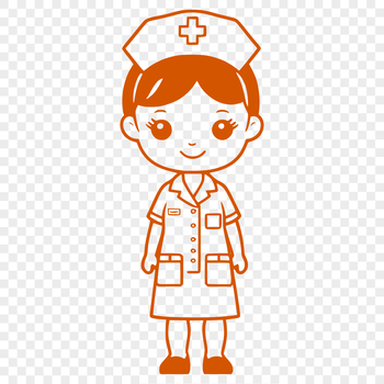 A female nurse depicted in full body attire, representing the healthcare profession.