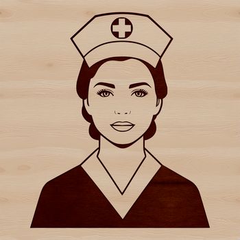 A female healthcare professional in a nurse's uniform, suitable for vector design projects.