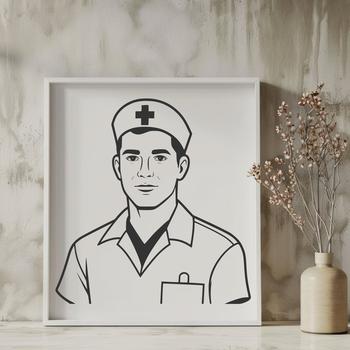 Illustration of a male nurse in uniform, suitable for vector design and cutting machine templates.