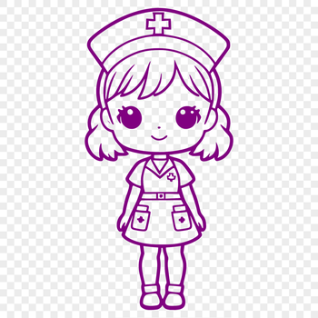 Female nurse in full-body attire, suitable for vector graphics and design projects.