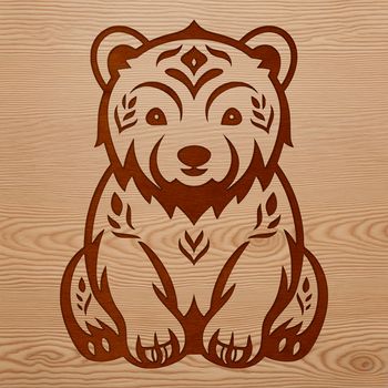 A stylized illustration of a bear sitting in a decorative pose, suitable for vector designs.