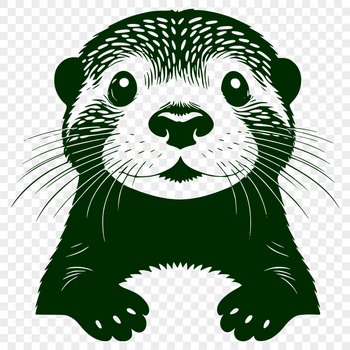 A playful river otter peeking out from behind a rock, depicted in high-quality vector graphics.