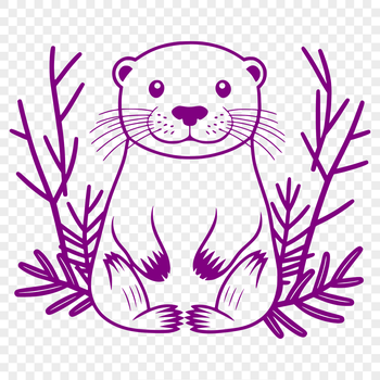 Illustration of a river otter in a floral setting