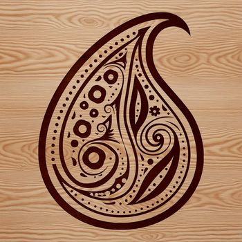 Ornate paisley shape with intricate details, ideal for vector art and design projects.