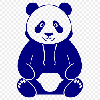 A cute Asian black and white bear in a casual hoody pose, suitable for various designs.