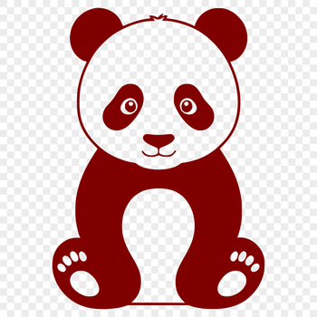 A black and white illustration of a giant panda in its natural habitat.