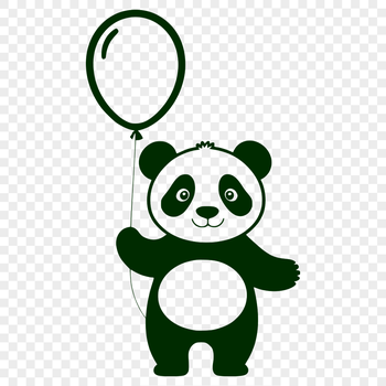 A vector graphic design featuring a cute panda animal silhouette.