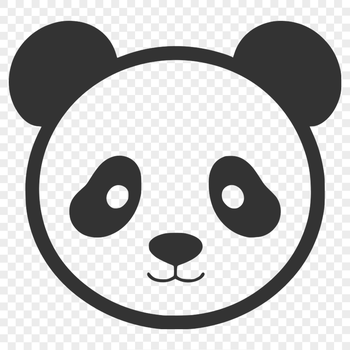 Close-up illustration of a giant panda in a bamboo forest.