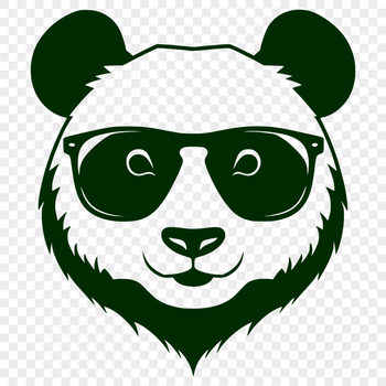 Illustrative vector art of a panda wearing sunglasses, suitable for various design projects.