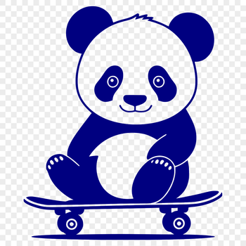An illustration of a wild panda on a skateboard in a vector design.