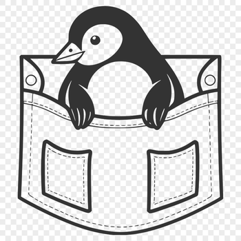 A stylized illustration of a penguin bird in a digital format.