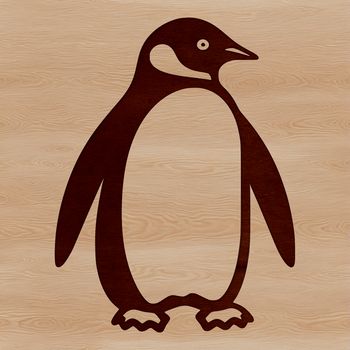 A simple line drawing of a penguin, a wild sea creature found in the Antarctic region.