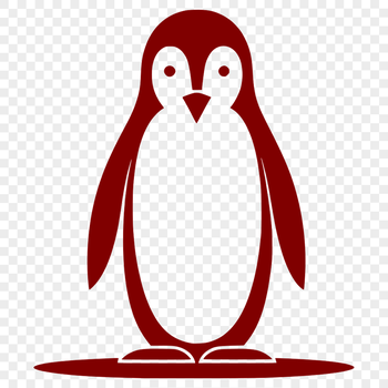 A simple black-and-white illustration of a penguin standing on the ice.
