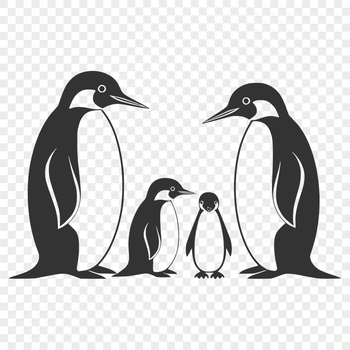 A simple illustration of a penguin standing on ice, suitable for vector art and design projects.