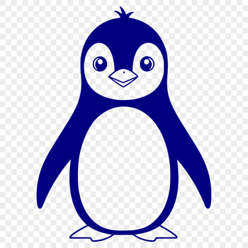 A simple illustration of a penguin, suitable as a clip art design.