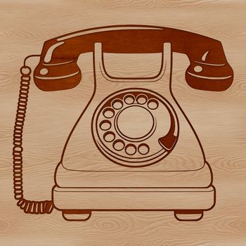 A stylized illustration of a modern telephone in vector format.