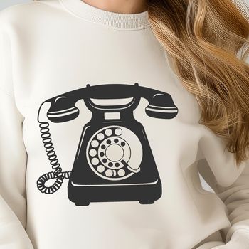 A digital representation of a classic telephone, created as a vector graphic.