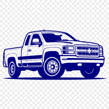 An SVG graphic representation of a pickup vehicle with bold lines and shapes.