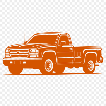 A digital illustration of a pickup truck with detailed features and lines.
